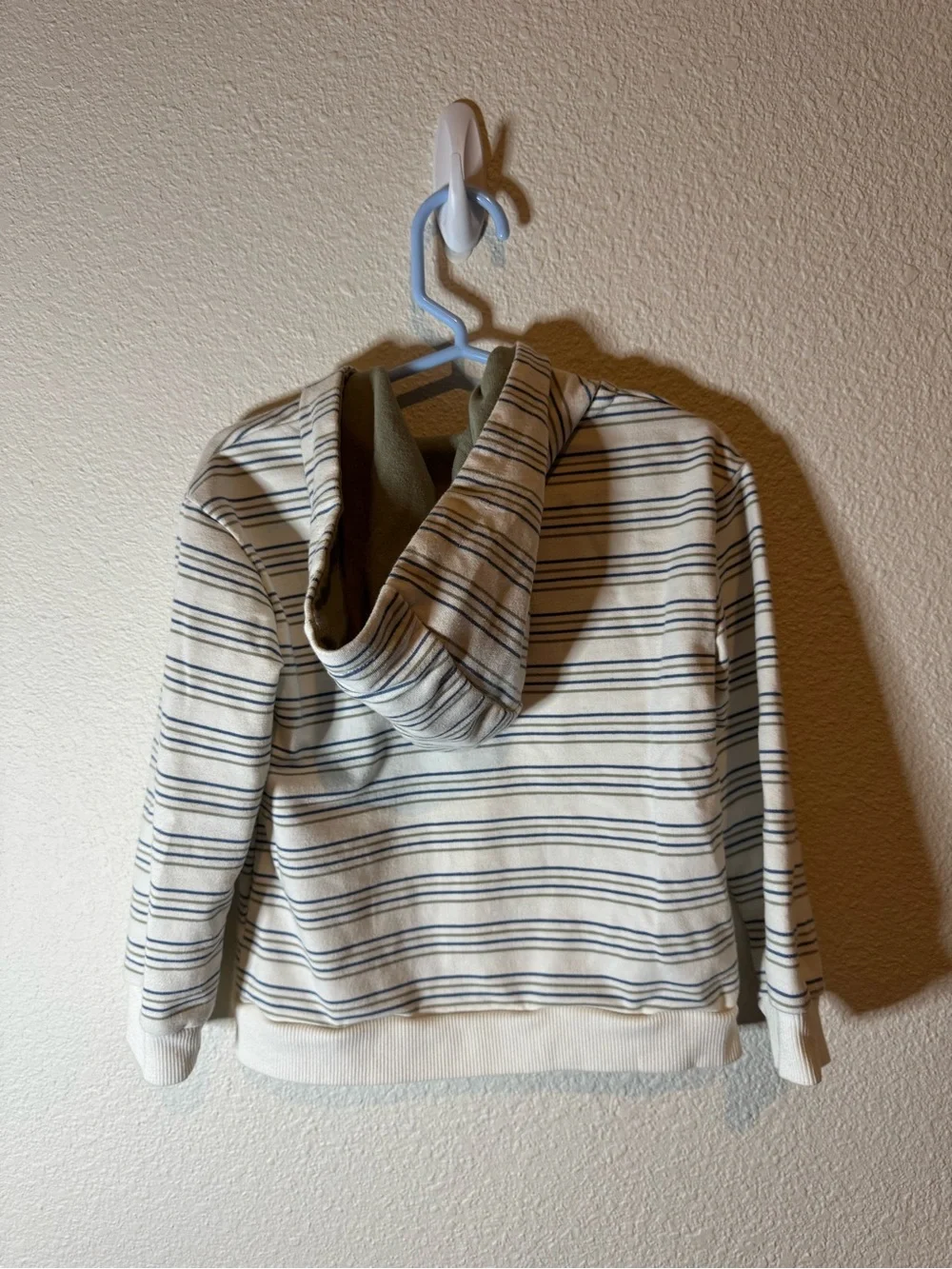 Children's Cream & Navy Striped Zip-Up Hoodie